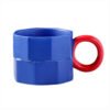 Irregular Colorblock Ceramic Mug Blue