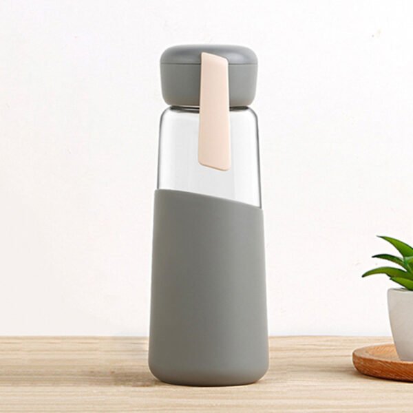 Silicone Sleeve Glass Water Bottle Gray