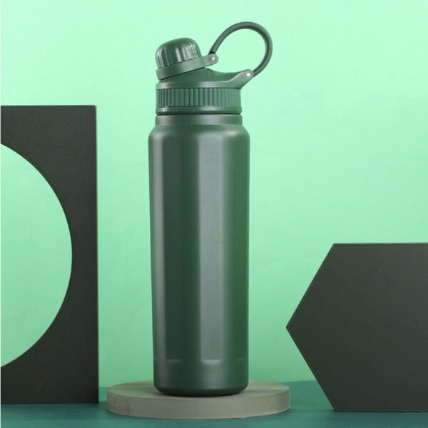 Stainless Steel Spout Lid Straw Water Bottle Green