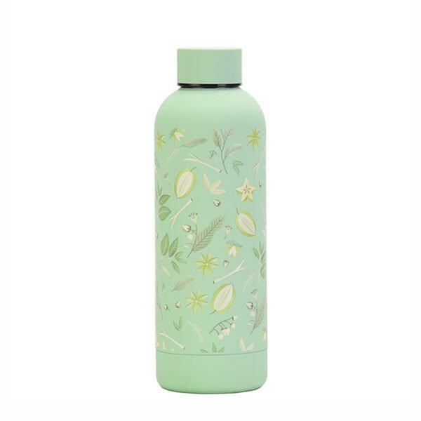 Tropical Print Stainless Steel Water Bottle Pastel Green