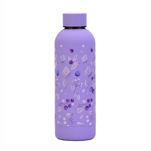 Tropical Print Stainless Steel Water Bottle Purple