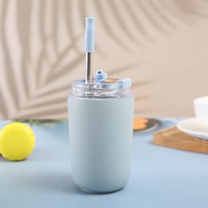 Vacuum Insulated Travel Tumbler With Straw Baby Blue