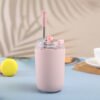 Vacuum Insulated Travel Tumbler With Straw Pink