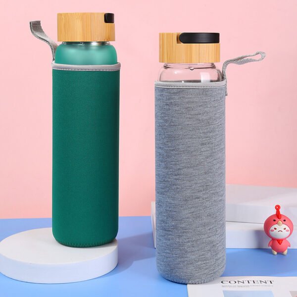 Bamboo Lid Frosted Glass Water Bottle