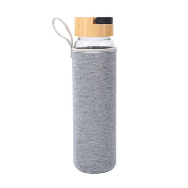 Bamboo Lid Frosted Glass Water Bottle Gray