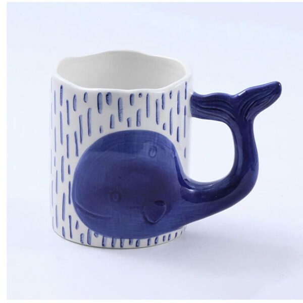 Dolphin Embossed Ceramic Mug Blue