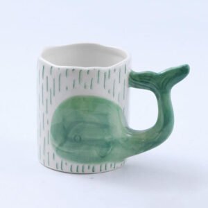 Dolphin Embossed Ceramic Mug Pastel Green