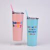 Double-wall Slogan Travel Mugs With Straw