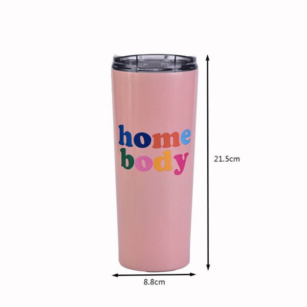 Double-wall Slogan Travel Mugs With Straw Size