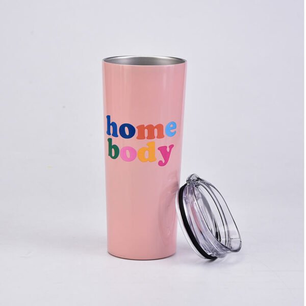 Double-wall Slogan Travel Mugs With Straw Lid