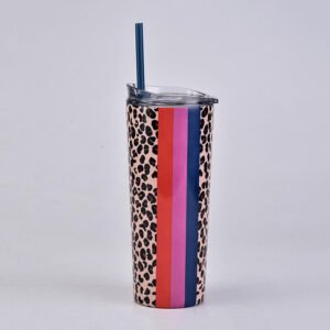 Leopard Print Travel Tumbler With Straw