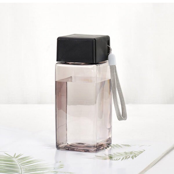 Square Plastic Water Bottle With Carry Loop Gray