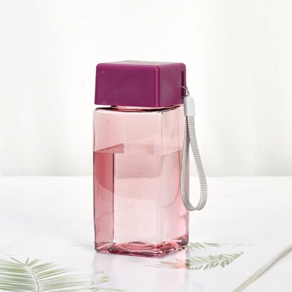 Square Plastic Water Bottle With Carry Loop Rose