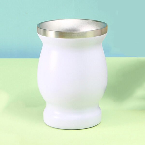 Stainless Yerba Mate Gourd Mug White