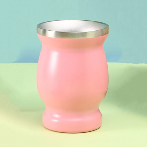 Stainless Yerba Mate Gourd Mug Pink