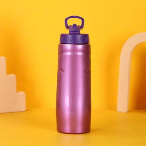 Stylish Straw Lid Stainless Water Bottle Purple