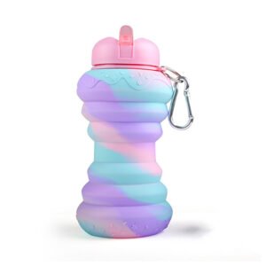 Tie-Dye Foldable Silicone Water Bottle Pink