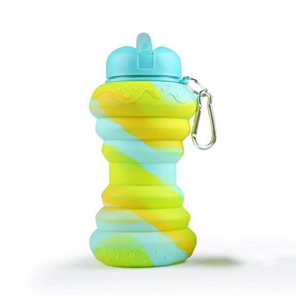 Tie-Dye Foldable Silicone Water Bottle Cyan