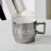 Ceramic Coffee Mug With Letter printed SIVER
