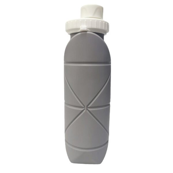 Collapsible Silicone Water Bottle With Geometric Texture gray