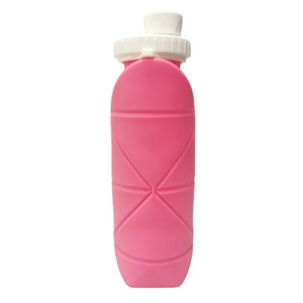 Collapsible Silicone Water Bottle With Geometric Texture pink