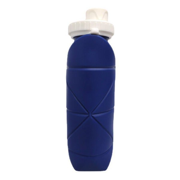 Collapsible Silicone Water Bottle With Geometric Texture navy