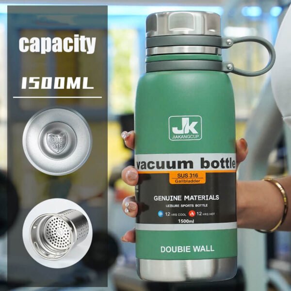 Food-grade Double-wall Vacuum Water Bottle Cyan
