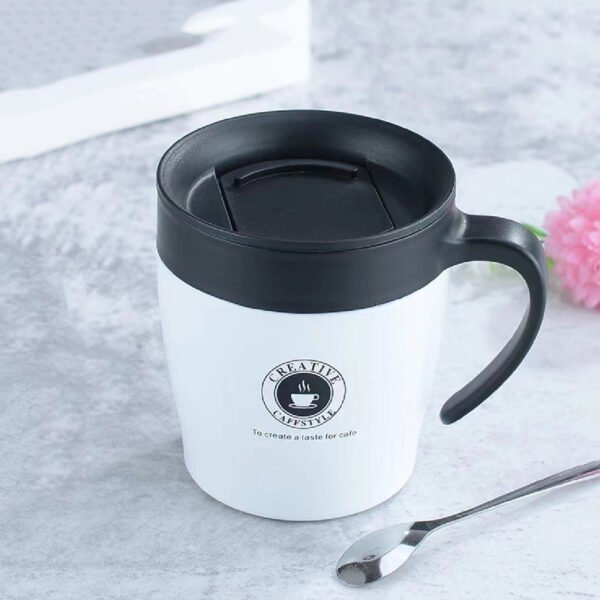 Steel Sipper Mug With Rubber Grip white