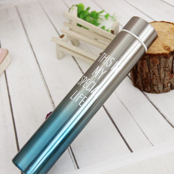 Slim Thin Double-layer Stainless Steel Water Bottle Blue