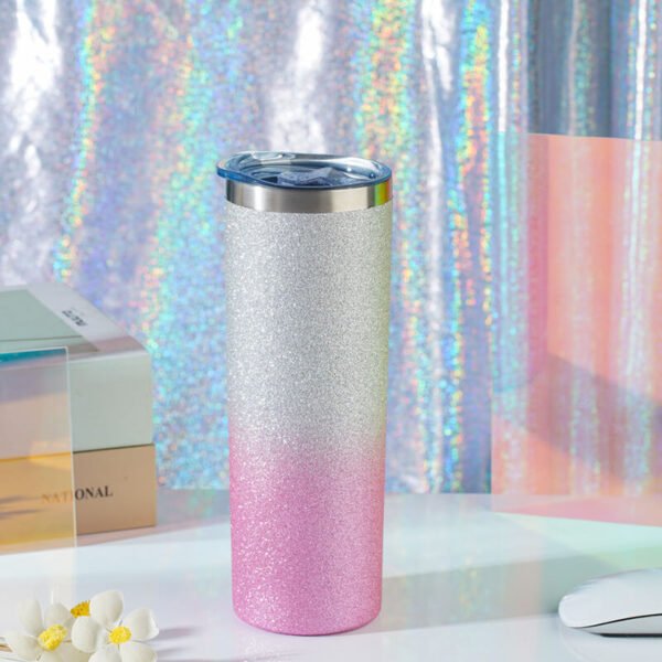 glitter vacuum iusulation water bottle pink