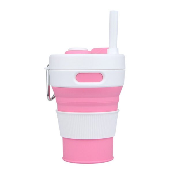 silicone foldable coffee mug pink