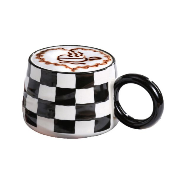 Pattern Ceramic Coffee Mug With Round Handle checkerboard texture