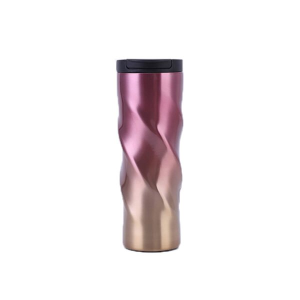 spiral double-wall stainless steel water bottle pink