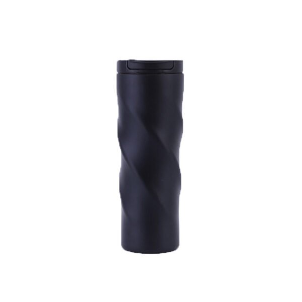 spiral double-wall stainless steel water bottle black