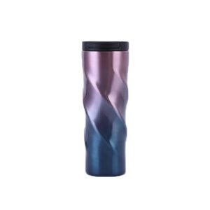spiral double-wall stainless steel water bottle purple