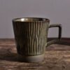ceramiic coffee mug with square handle green